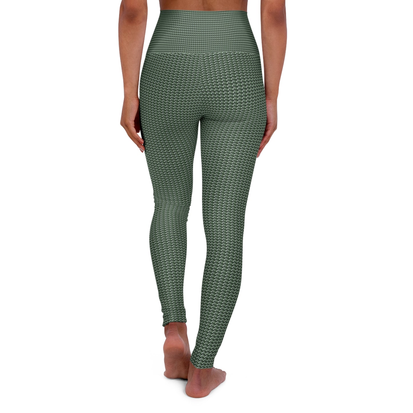 Green hearts roll Yoga Leggings
