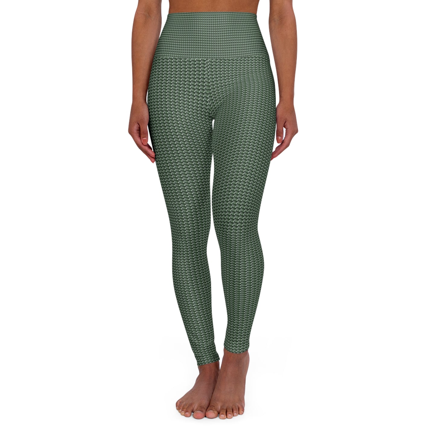 Green hearts roll Yoga Leggings
