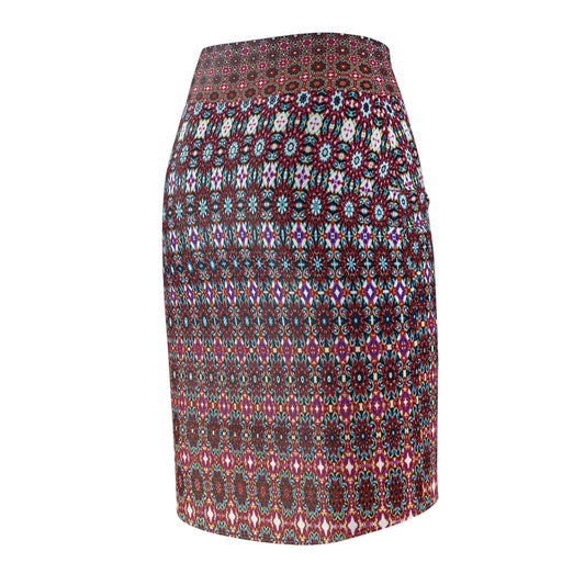 Women's Mid-Waist Pencil Skirt, Acrolic Pattern - My Store