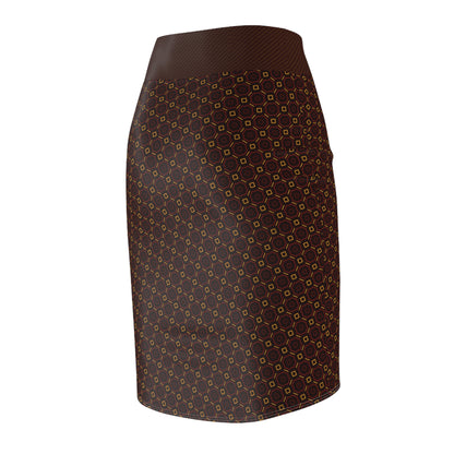 Women's Mid-Waist Brown cookies Pencil Skirt - My Store