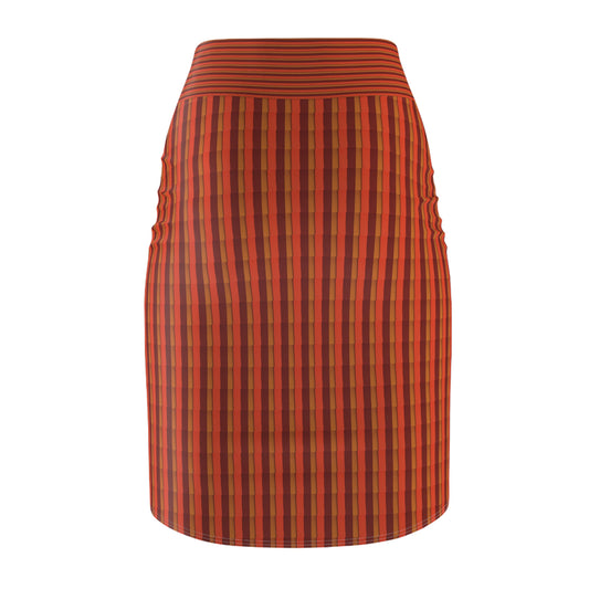Women's Mid-Waist set orange Pencil Skirt - My Store