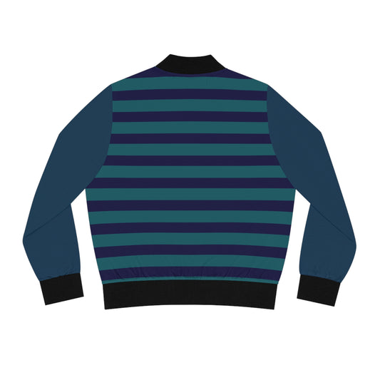 Women's Turquoise Stripped navy Bomber - My Store
