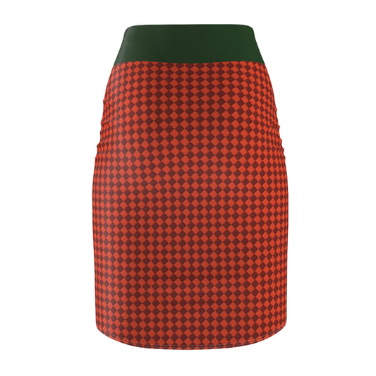 Women's Mid-Waist Green set orange Pencil Skirt - My Store