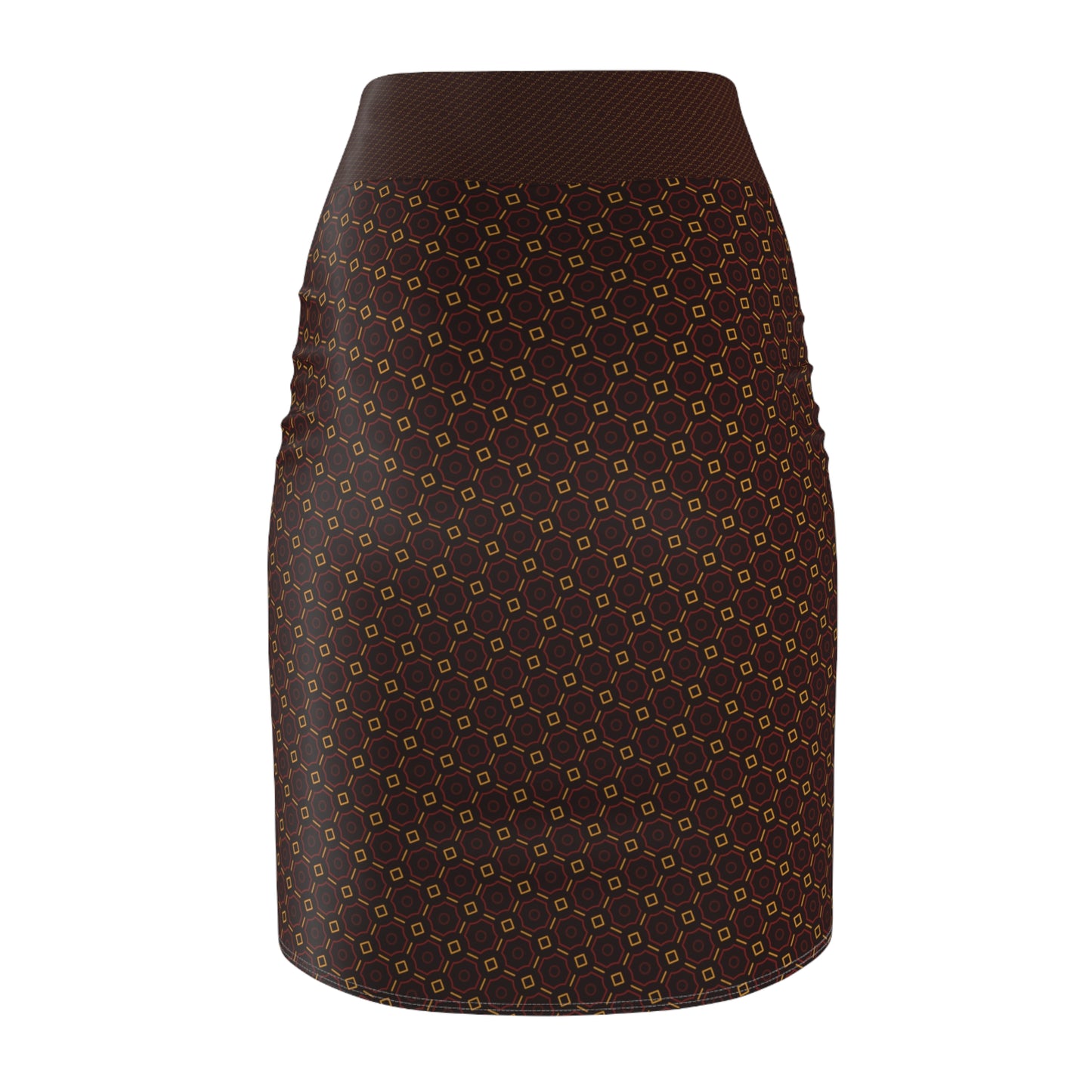 Women's Mid-Waist Brown cookies Pencil Skirt - My Store