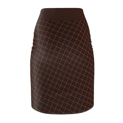 Women's Mid-Waist Brown cookies Pencil Skirt - My Store