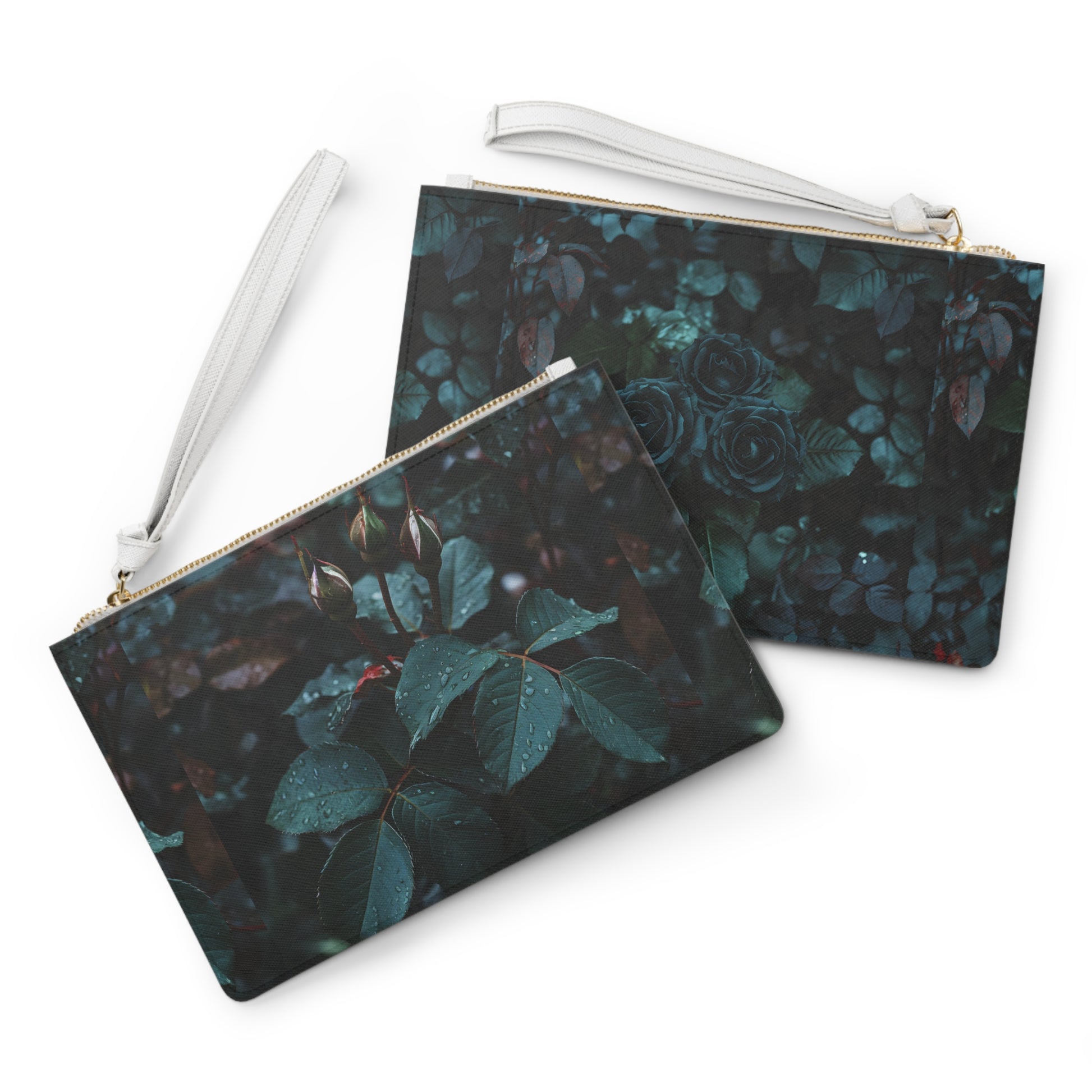 The Mystic Flora Clutch Bag Nature Green roses 100% PU faux leather - My Store