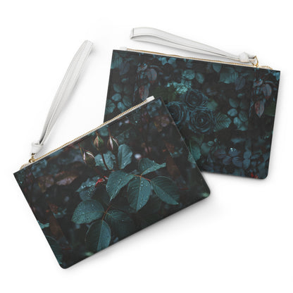 The Mystic Flora Clutch Bag Nature Green roses 100% PU faux leather - My Store