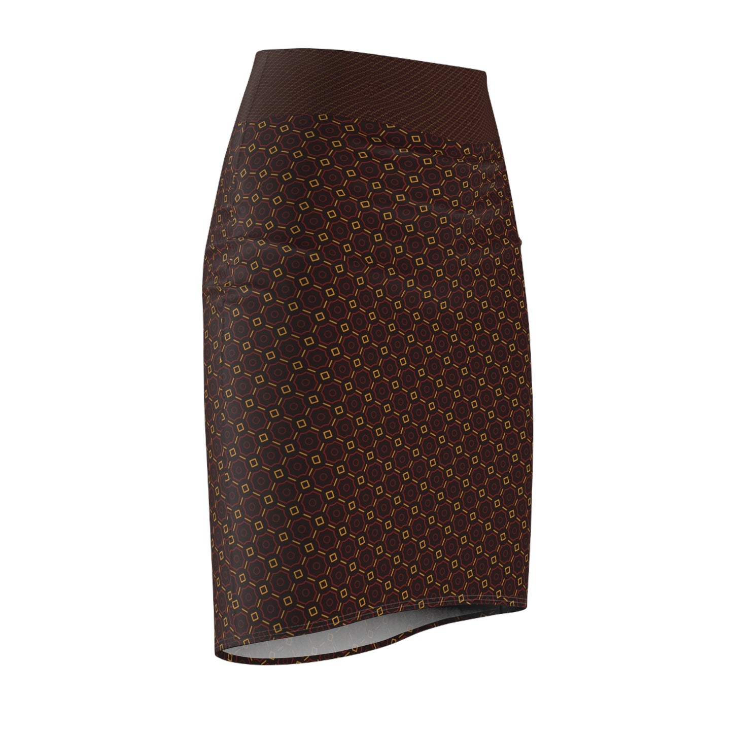 Women's Mid-Waist Brown cookies Pencil Skirt - My Store
