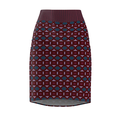 Women's Mid-Waist Pencil Skirt, Moroccan Melody Patterns - My Store