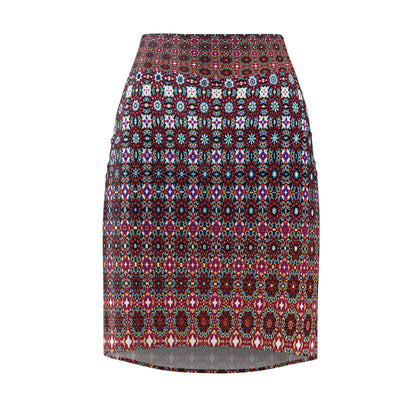 Women's Mid-Waist Pencil Skirt, Acrolic Pattern - My Store