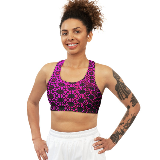 Seamless Sports Bra: Magenta Magic | Purple stars - My Store